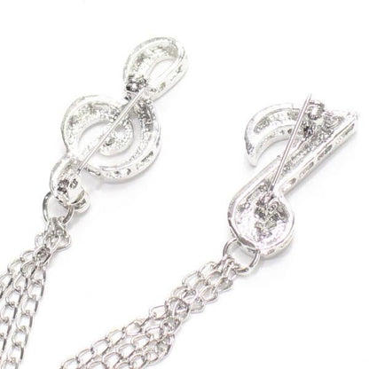 全2色 ト音記号 音符 きらきらストーン チェーン ラペルピン ブローチ