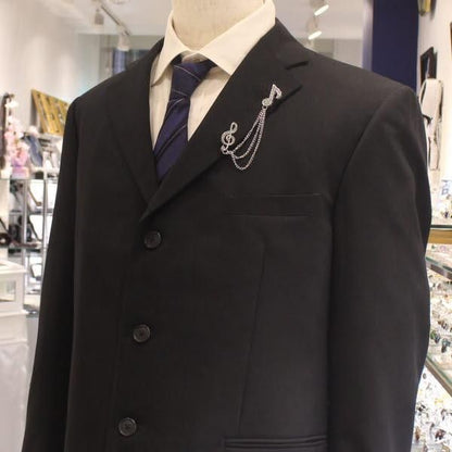 全2色 ト音記号 音符 きらきらストーン チェーン ラペルピン ブローチ