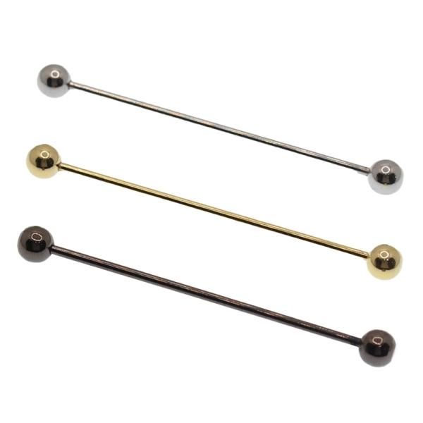 全3色 シルバー ゴールド メタリックブラック 6mm ピンホールシャツ用 カラーバー カラーピン