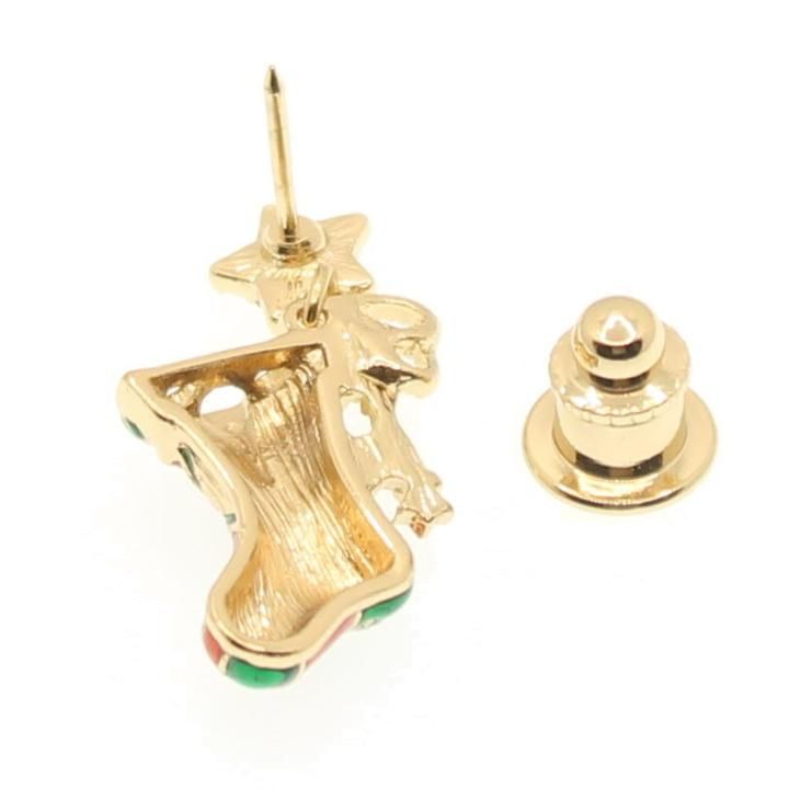 クリスマスブーツ Xmas クリスマス ブーツ ゴールドカラー ラペルピン ピンブローチ ブローチ