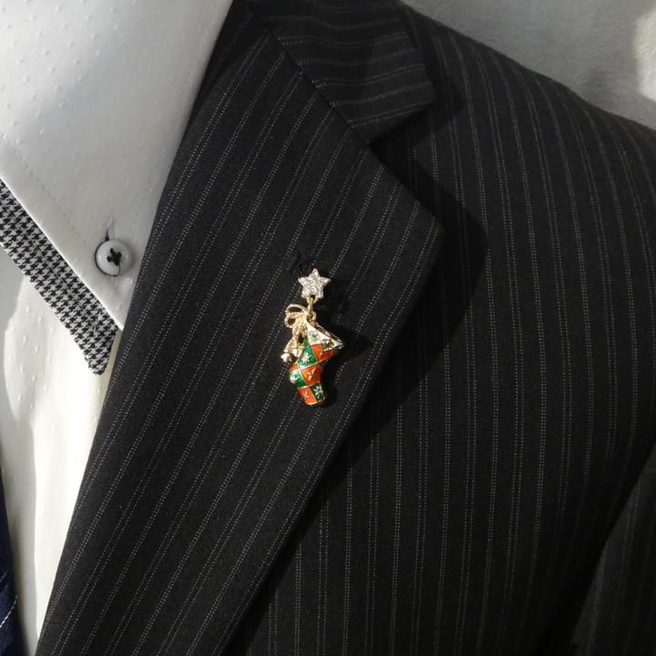 クリスマスブーツ Xmas クリスマス ブーツ ゴールドカラー ラペルピン ピンブローチ ブローチ