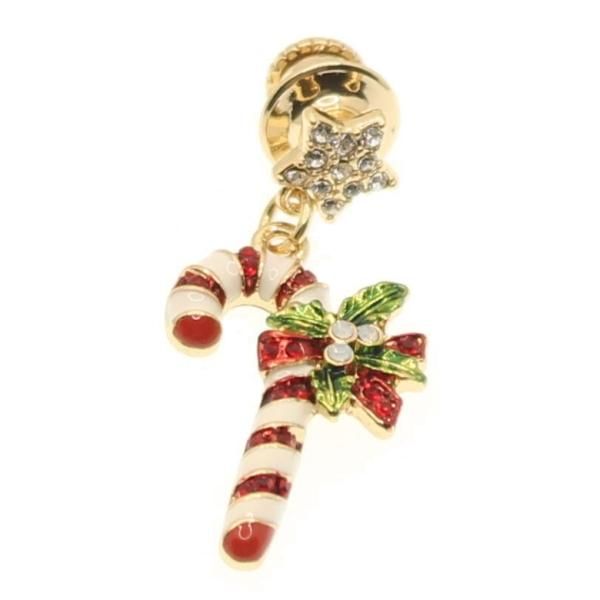 クリスマスステッキ Xmas クリスマス ステッキ ゴールドカラー ラペルピン ピンブローチ ブローチ