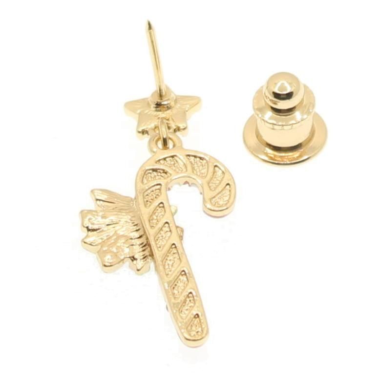 クリスマスステッキ Xmas クリスマス ステッキ ゴールドカラー ラペルピン ピンブローチ ブローチ