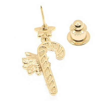 クリスマスステッキ Xmas クリスマス ステッキ ゴールドカラー ラペルピン ピンブローチ ブローチ