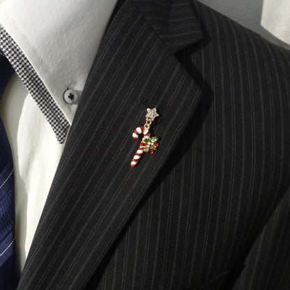 クリスマスステッキ Xmas クリスマス ステッキ ゴールドカラー ラペルピン ピンブローチ ブローチ