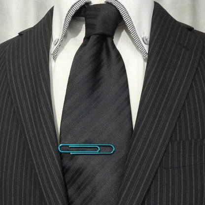 SWANK ブルー 袖元にクリップ ペーパークリップ 文房具 カフス カフスボタン タイピン ネクタイピン セット