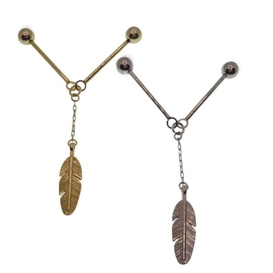 全2色 羽根 羽 フェザー モチーフ ピンホールシャツ用 カラーバー カラーピン