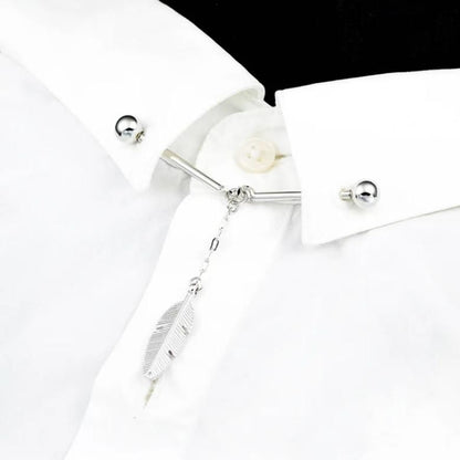 全2色 羽根 羽 フェザー モチーフ ピンホールシャツ用 カラーバー カラーピン