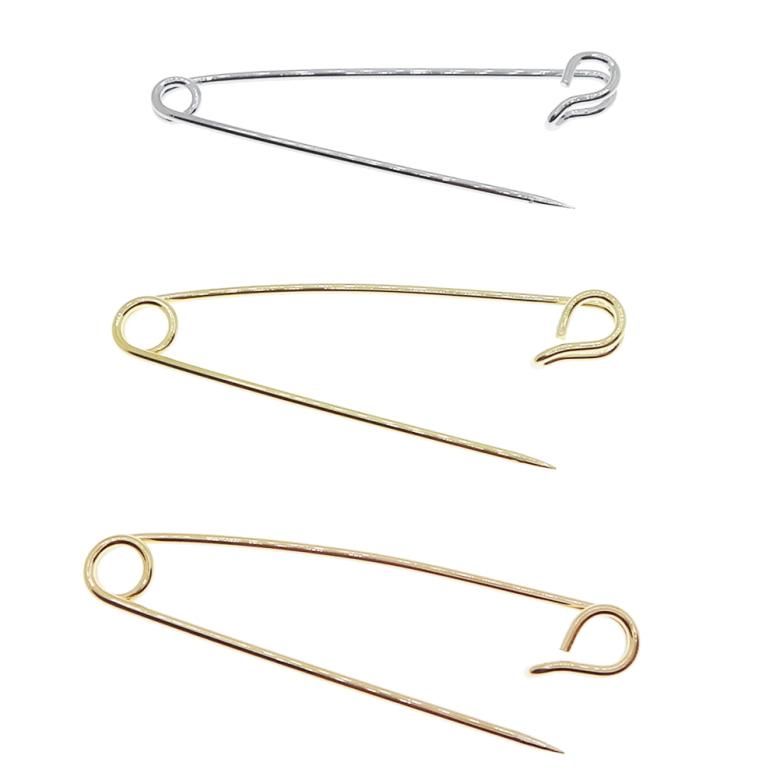 全3色 カラーバー カラーピン 4 安全ピン シルバー ゴールド ローズゴールド 穴無しOKタイプ