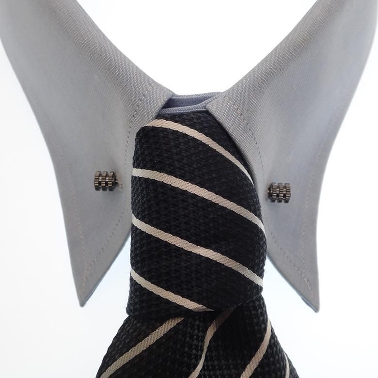 全3色 カラーバー カラーピン 5 コイル 凹凸デザイン シルバー ゴールド ブラック ピンホールシャツ用