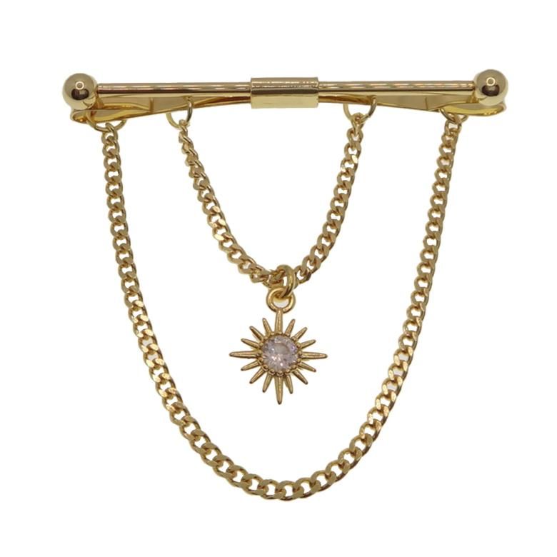 全2色 輝き 太陽 モチーフ ピンホールシャツ用 カラーバー カラーピン 穴無しOKタイプ