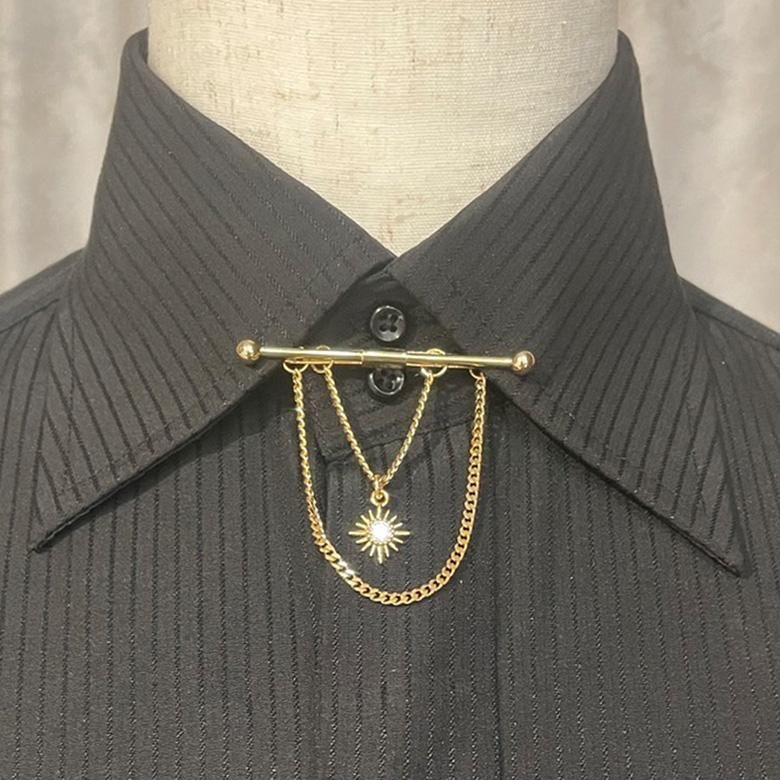 全2色 輝き 太陽 モチーフ ピンホールシャツ用 カラーバー カラーピン 穴無しOKタイプ