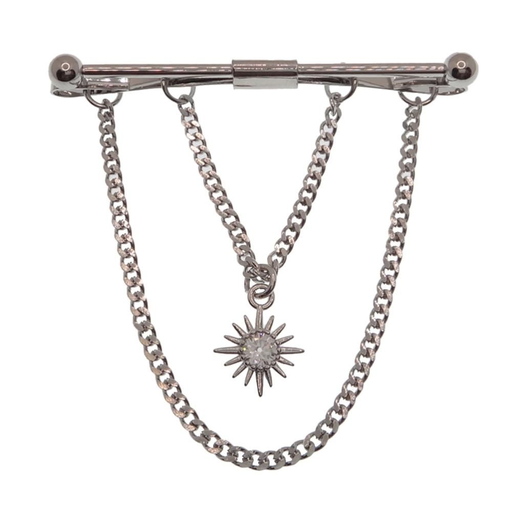 全2色 輝き 太陽 モチーフ ピンホールシャツ用 カラーバー カラーピン 穴無しOKタイプ