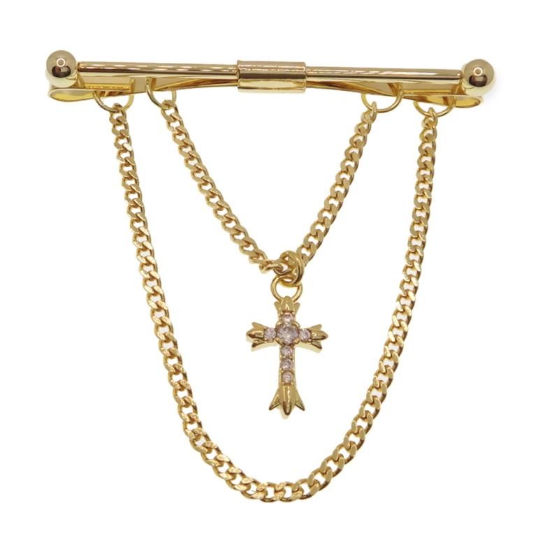 全2色 クロス ストーン モチーフ ピンホールシャツ用 カラーバー カラーピン 穴無しOKタイプ