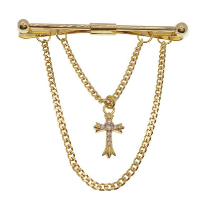 全2色 クロス ストーン モチーフ ピンホールシャツ用 カラーバー カラーピン 穴無しOKタイプ