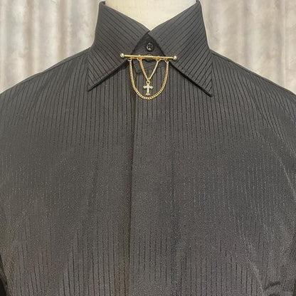 全2色 クロス ストーン モチーフ ピンホールシャツ用 カラーバー カラーピン 穴無しOKタイプ