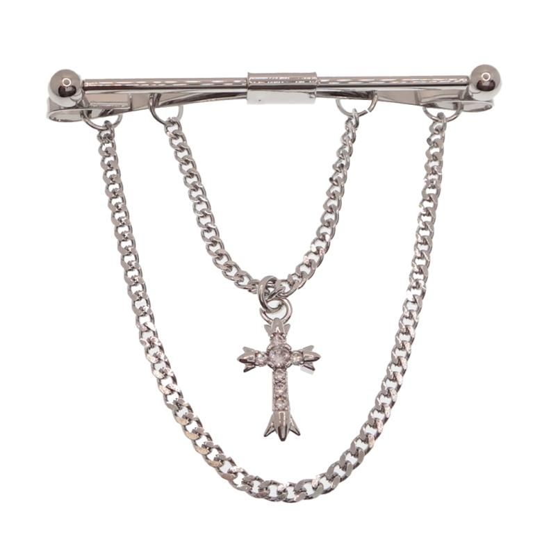 全2色 クロス ストーン モチーフ ピンホールシャツ用 カラーバー カラーピン 穴無しOKタイプ