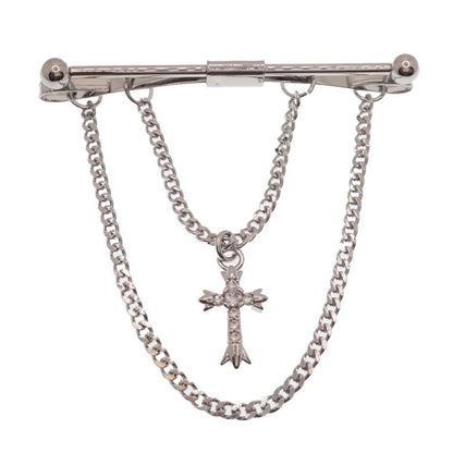 全2色 クロス ストーン モチーフ ピンホールシャツ用 カラーバー カラーピン 穴無しOKタイプ