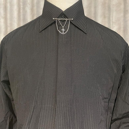 全2色 クロス ストーン モチーフ ピンホールシャツ用 カラーバー カラーピン 穴無しOKタイプ