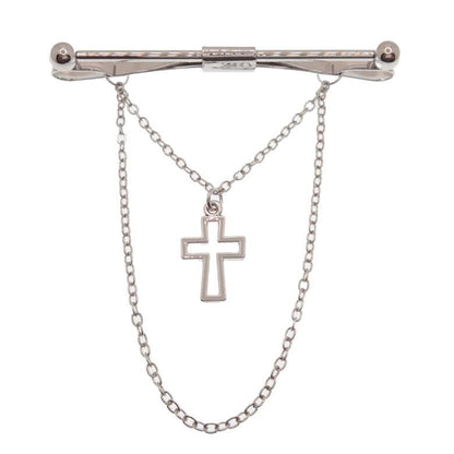 全2色 クロスレリーフ モチーフ ピンホールシャツ用 カラーバー カラーピン 穴無しOKタイプ