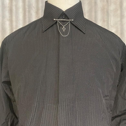 全2色 クロスレリーフ モチーフ ピンホールシャツ用 カラーバー カラーピン 穴無しOKタイプ