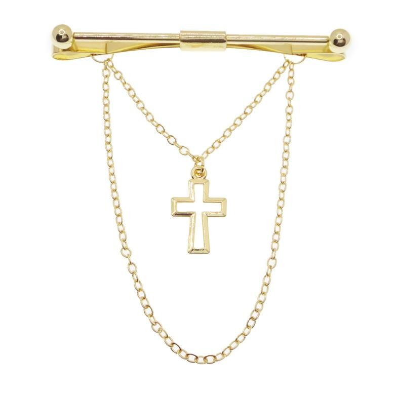 全2色 クロスレリーフ モチーフ ピンホールシャツ用 カラーバー カラーピン 穴無しOKタイプ