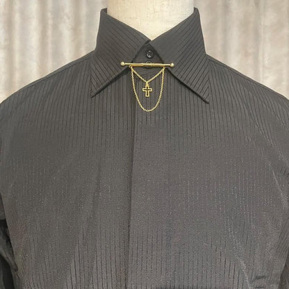 全2色 クロスレリーフ モチーフ ピンホールシャツ用 カラーバー カラーピン 穴無しOKタイプ