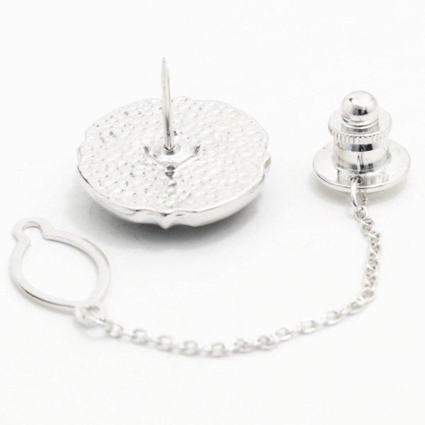 【陶華・TOHCA】シルバー ラウンド 吠える虎 カメオ グレー タイタック ピンブローチ ラペルピン