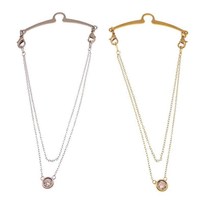 全2色 ブリリアントカット ストーン ネクタイチェーン ネクタイチャーム タイチェーン