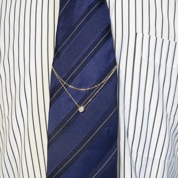 全2色 ブリリアントカット ストーン ネクタイチェーン ネクタイチャーム タイチェーン