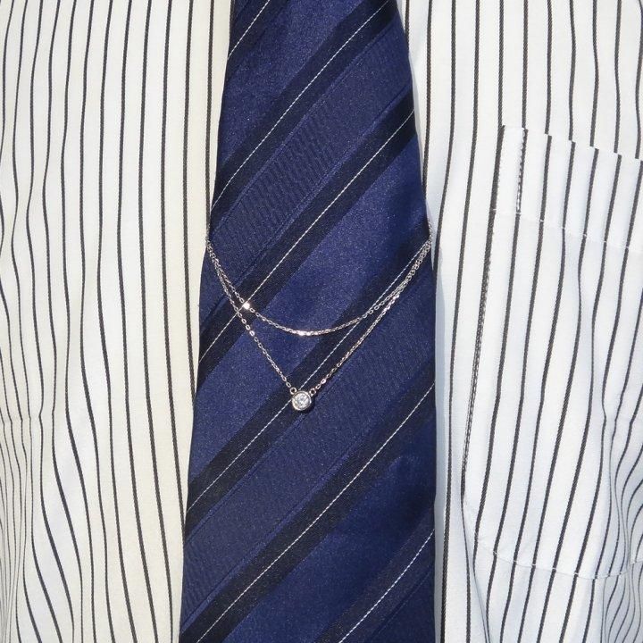 全2色 ブリリアントカット ストーン ネクタイチェーン ネクタイチャーム タイチェーン