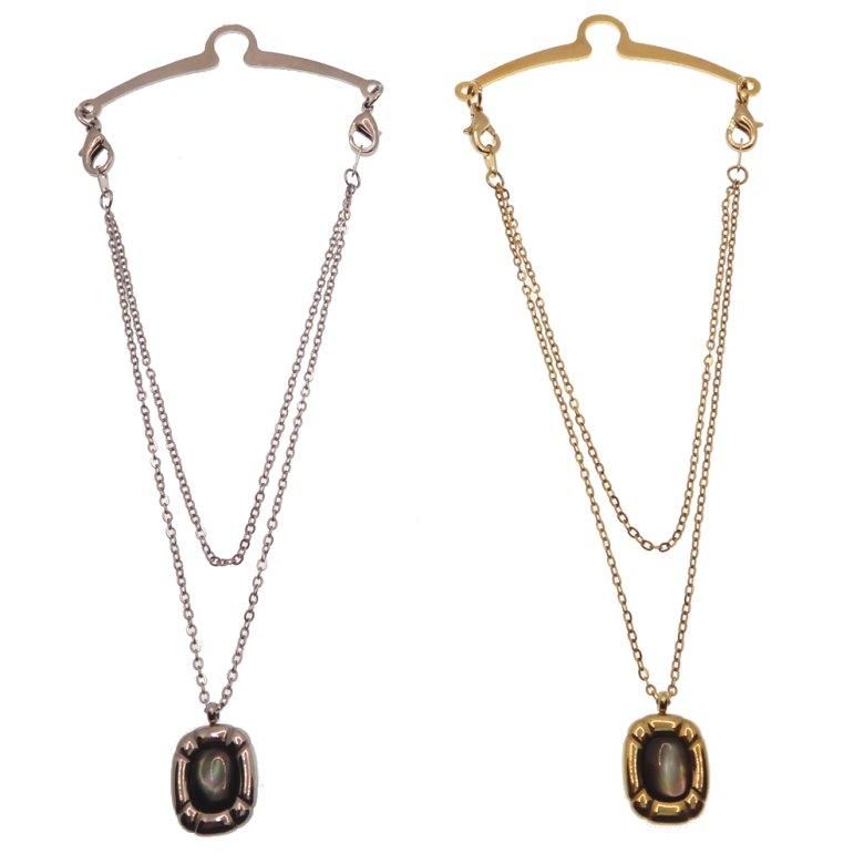 全2色 貝 シェル スクエア 四角 プレート ネクタイチェーン ネクタイチャーム タイチェーン