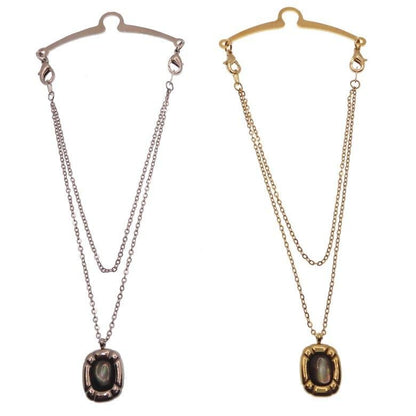 全2色 貝 シェル スクエア 四角 プレート ネクタイチェーン ネクタイチャーム タイチェーン