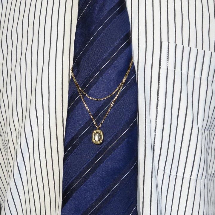 全2色 貝 シェル スクエア 四角 プレート ネクタイチェーン ネクタイチャーム タイチェーン