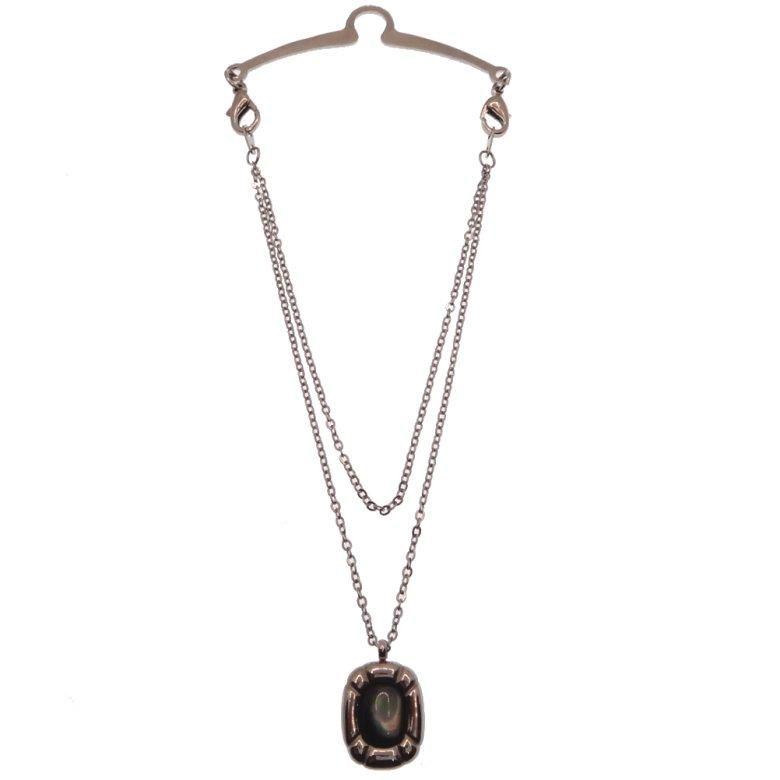 全2色 貝 シェル スクエア 四角 プレート ネクタイチェーン ネクタイチャーム タイチェーン