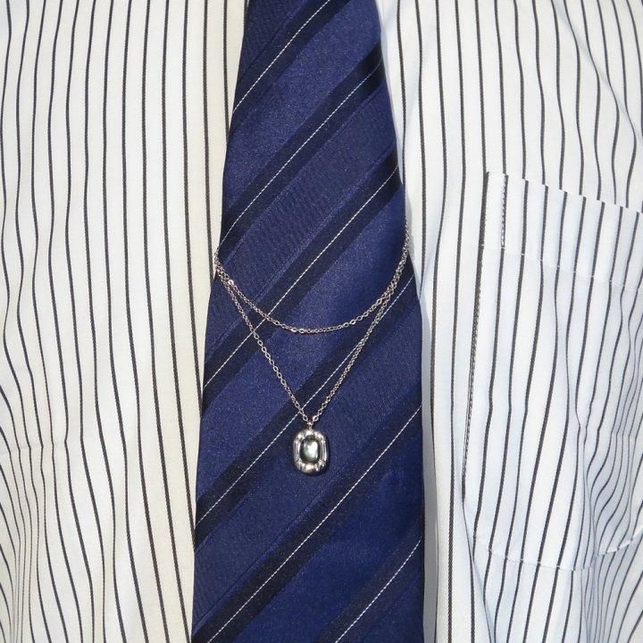 全2色 貝 シェル スクエア 四角 プレート ネクタイチェーン ネクタイチャーム タイチェーン