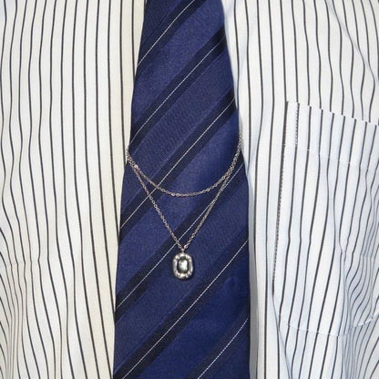 全2色 貝 シェル スクエア 四角 プレート ネクタイチェーン ネクタイチャーム タイチェーン