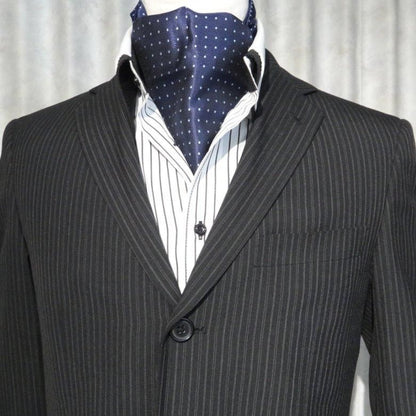 アスコットタイ メンズ用 ネイビー×水色 水玉 ドット