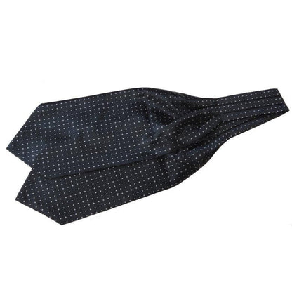 アスコットタイ メンズ用 黒色×白色 ブラック ホワイト モノトーン 水玉 ドット