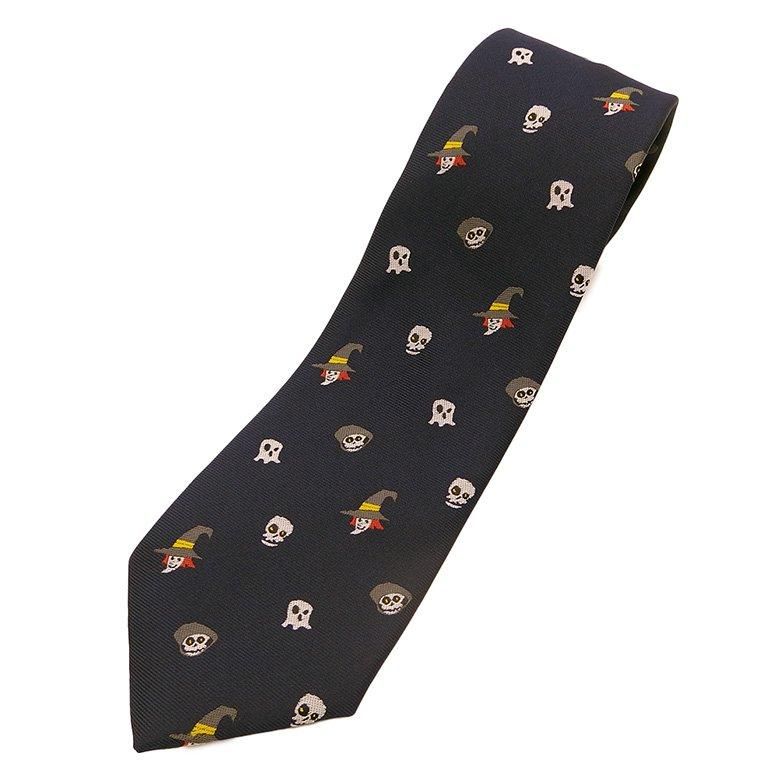 ハロウィン 魔女 おばけ 死神 ドクロ スカル ガイコツ 骸骨 髑髏 オバケ ユニーク ネクタイ