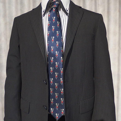 ハロウィン カボチャのパンツを穿いたガイコツ 死神 ドクロ スカル ガイコツ 骸骨 髑髏 ユニーク ネクタイ