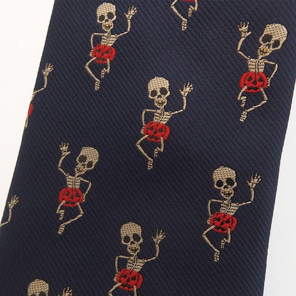 ハロウィン カボチャのパンツを穿いたガイコツ 死神 ドクロ スカル ガイコツ 骸骨 髑髏 ユニーク ネクタイ