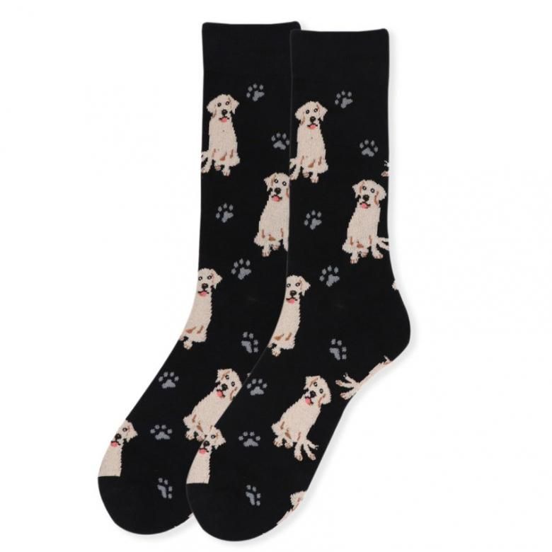 ゴールデンレトリバー 犬 黒 ブラック メンズソックス