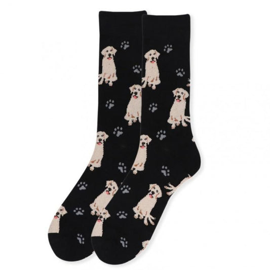 ゴールデンレトリバー 犬 黒 ブラック メンズソックス