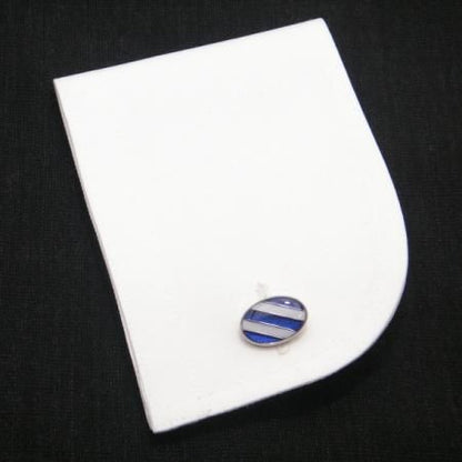 青&白のレジメンタルストライプのカフス(カフリンクス/カフスボタン)