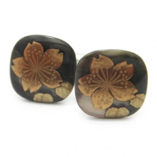 【受注生産品】桜蒔絵カフス(カフリンクス/カフスボタン)