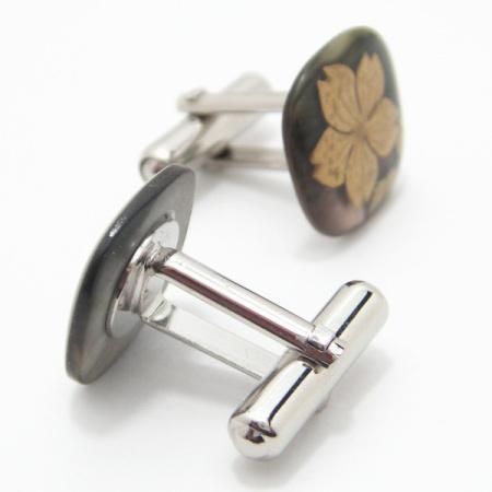 【受注生産品】桜蒔絵カフス(カフリンクス/カフスボタン)