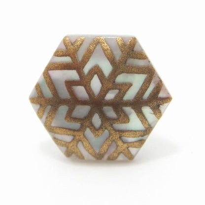 【Made to Order】Snowflake, Mother of Pearl, and Gold Tie Tack (Pin Brooch)