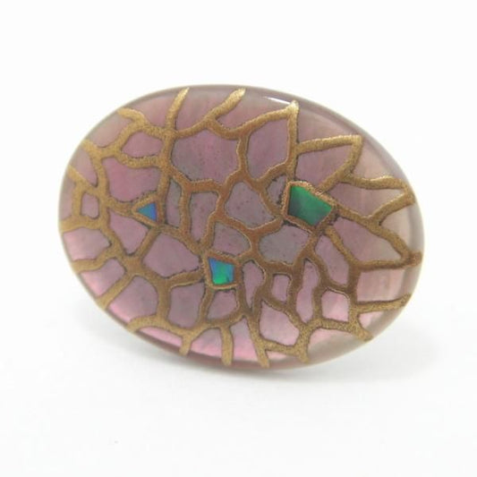 メロン・黒蝶貝と金・タイタック(ピンブローチ)