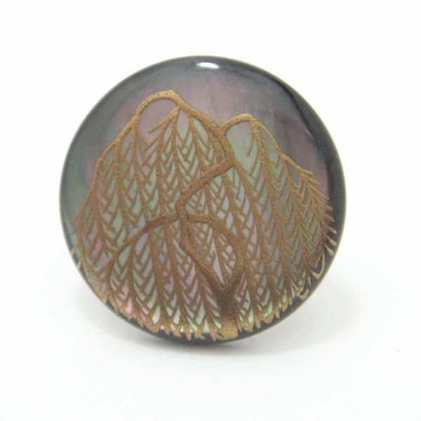 【受注生産品】柳・黒蝶貝タイタック(ピンブローチ)